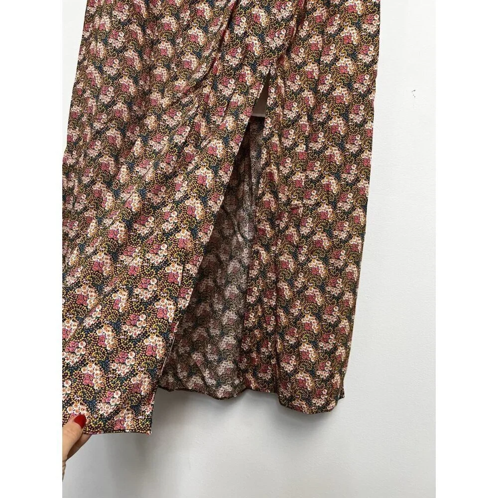 J.CREW Collection Ratti Prism Floral Print Cotton Skirt Sz XL Midi Lined Slit